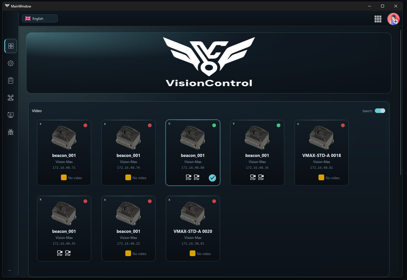 VisionControl interface preview